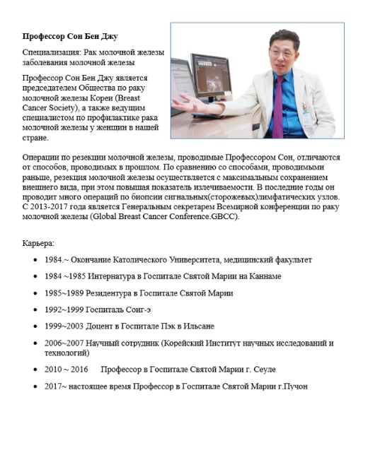 Профессор Сонг Мен Джу Рак молочной железы